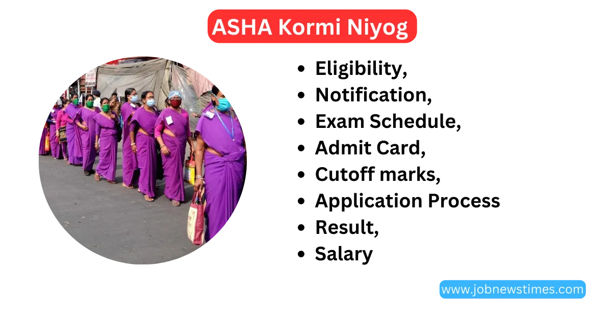 ASHA Kormi Niyog 2023 Eligibility, Notification, Exam Schedule, Admit Card, cutoff marks, Application process, and result, salary