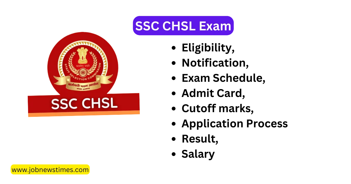 SSC CHSL Exam 2023 Eligibility, Notification, Exam Schedule, Admit Card, cutoff marks, application process, and result, salary