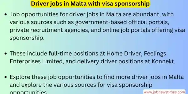 Driver jobs in Malta with visa sponsorship 2023 