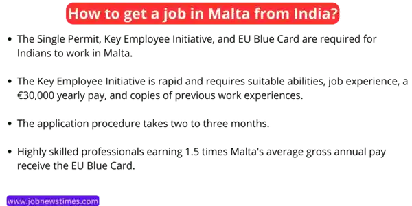 Malta Jobs for Indian Freshers 2024-25