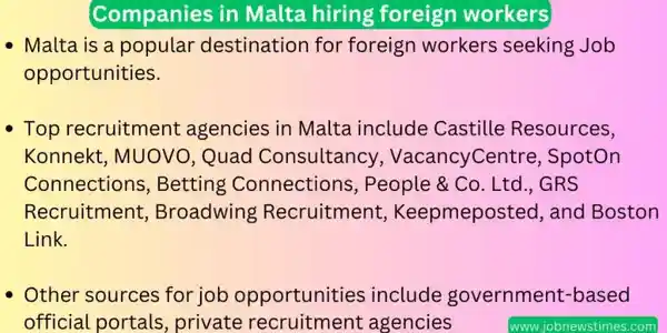 Companies in Malta hiring foreign workers 2023