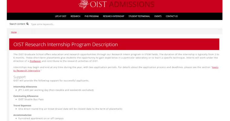 Latest OIST Japan Internship Programme 2024-25(Fully Funded Internship)Apply Now