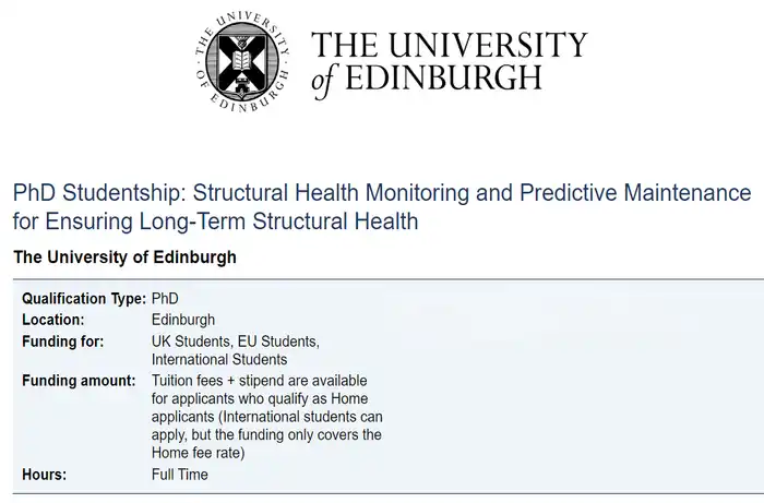 Fully Funded PhD Programs: Structural Health Monitoring and Predictive ...