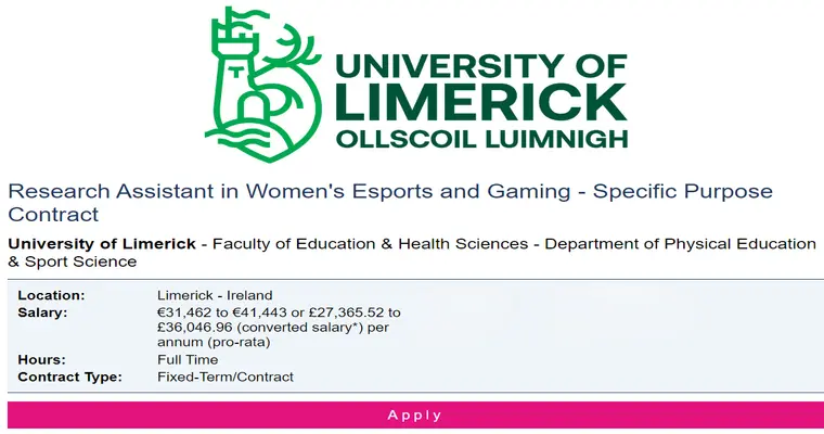 Research Assistant Jobs at University of Limerick